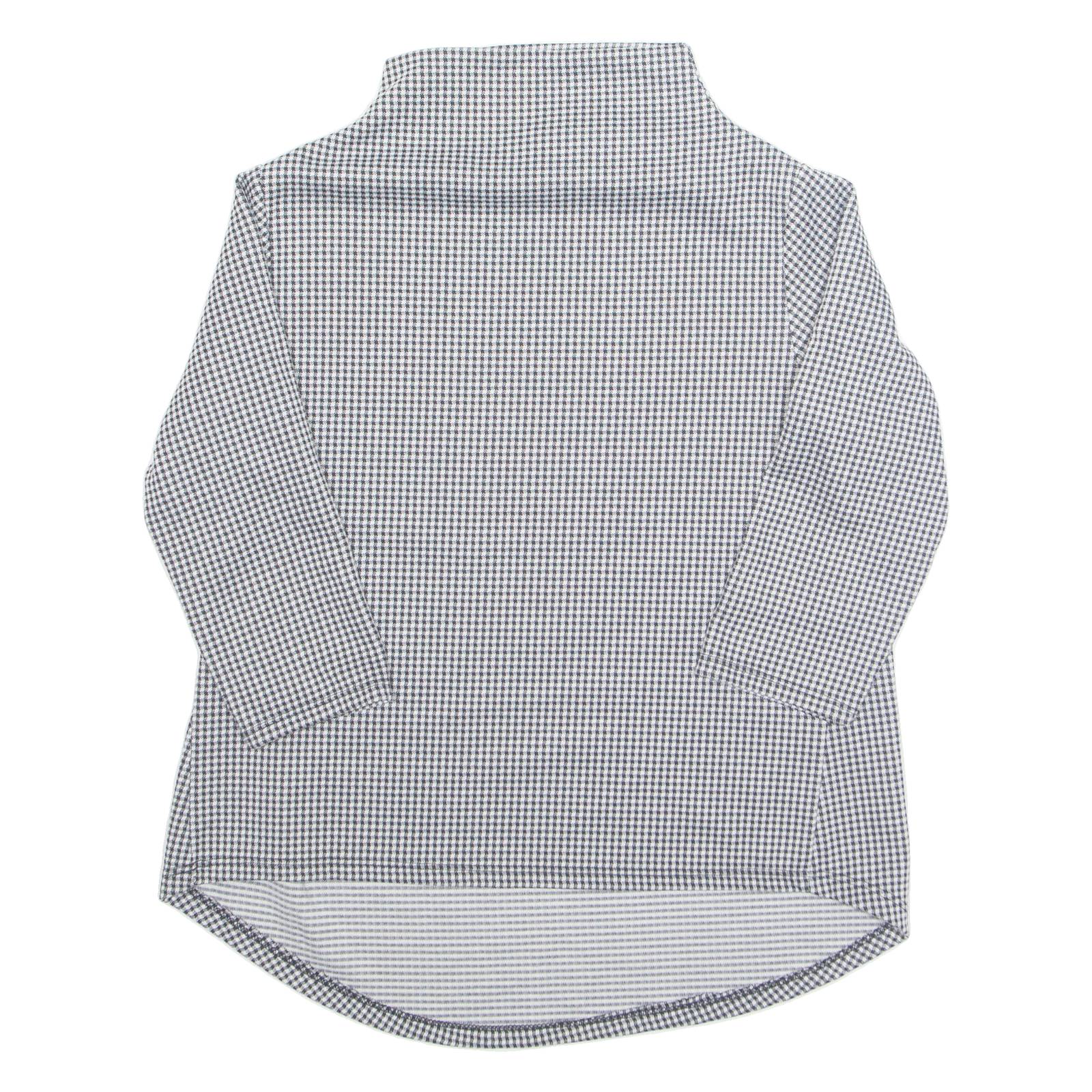 Womens Printed Top Black High Neck 3/4 Sleeve Gingham S