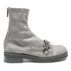 CHARLES & KEITH Ankle Boot Womens Grey Synthetic UK 3 Chain Detail Fashionable