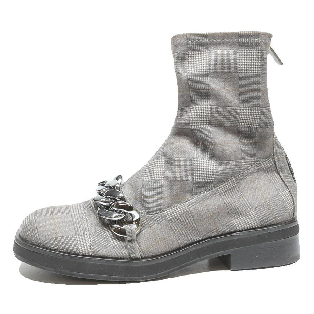 CHARLES & KEITH Ankle Boot Womens Grey Synthetic UK 3 Chain Detail Fashionable