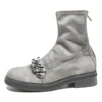 CHARLES & KEITH Ankle Boot Womens Grey Synthetic UK 3 Chain Detail Fashionable