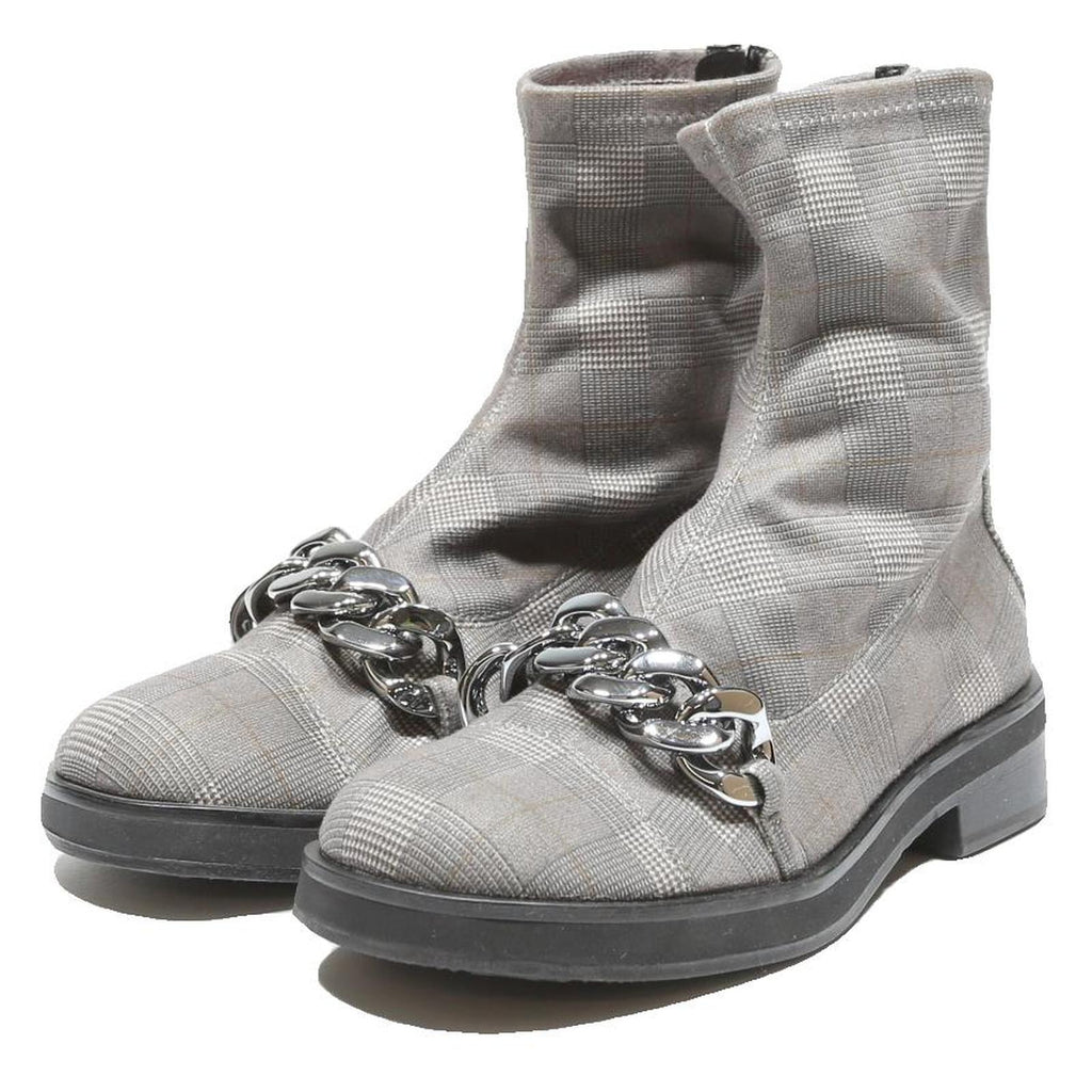 CHARLES & KEITH Ankle Boot Womens Grey Synthetic UK 3 Chain Detail Fashionable