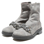 CHARLES & KEITH Ankle Boot Womens Grey Synthetic UK 3 Chain Detail Fashionable