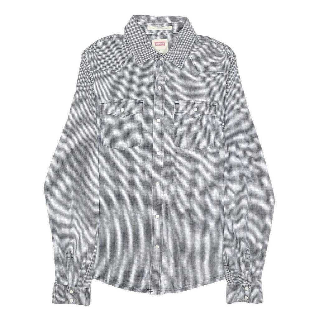 LEVI'S Mens Blue Check Shirt M Cotton Long Sleeve Casual Button Closure