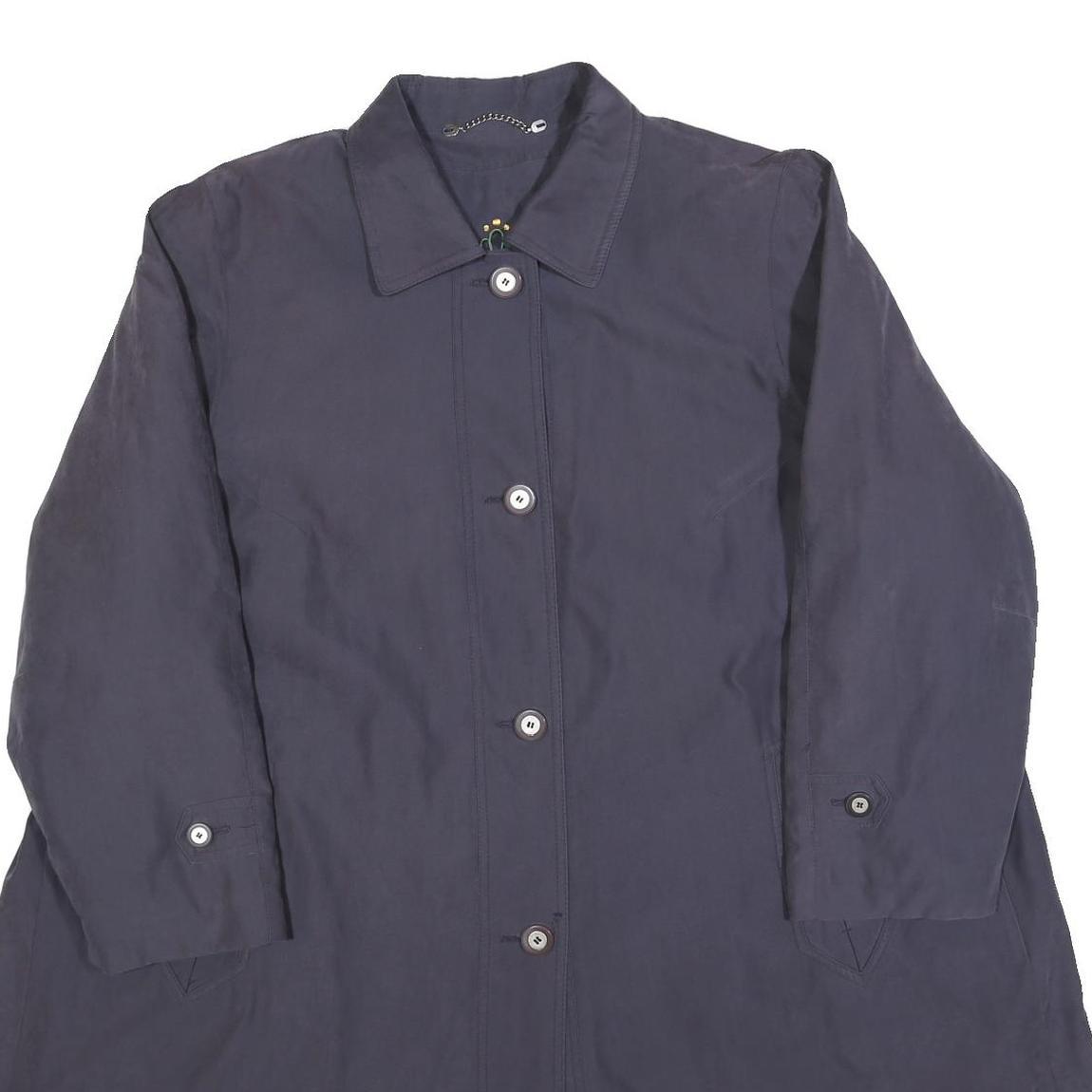 Womens Navy Blue Classic Cotton Blend Button Jacket L Plain Tailored
