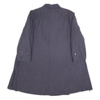 Womens Navy Blue Classic Cotton Blend Button Jacket L Plain Tailored