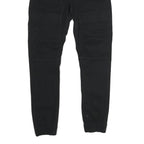 WT 02 Mens Black Cotton Blend Regular Drawstring Trousers W32 L29 Casual Stretch