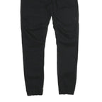 WT 02 Mens Black Cotton Blend Regular Drawstring Trousers W32 L29 Casual Stretch