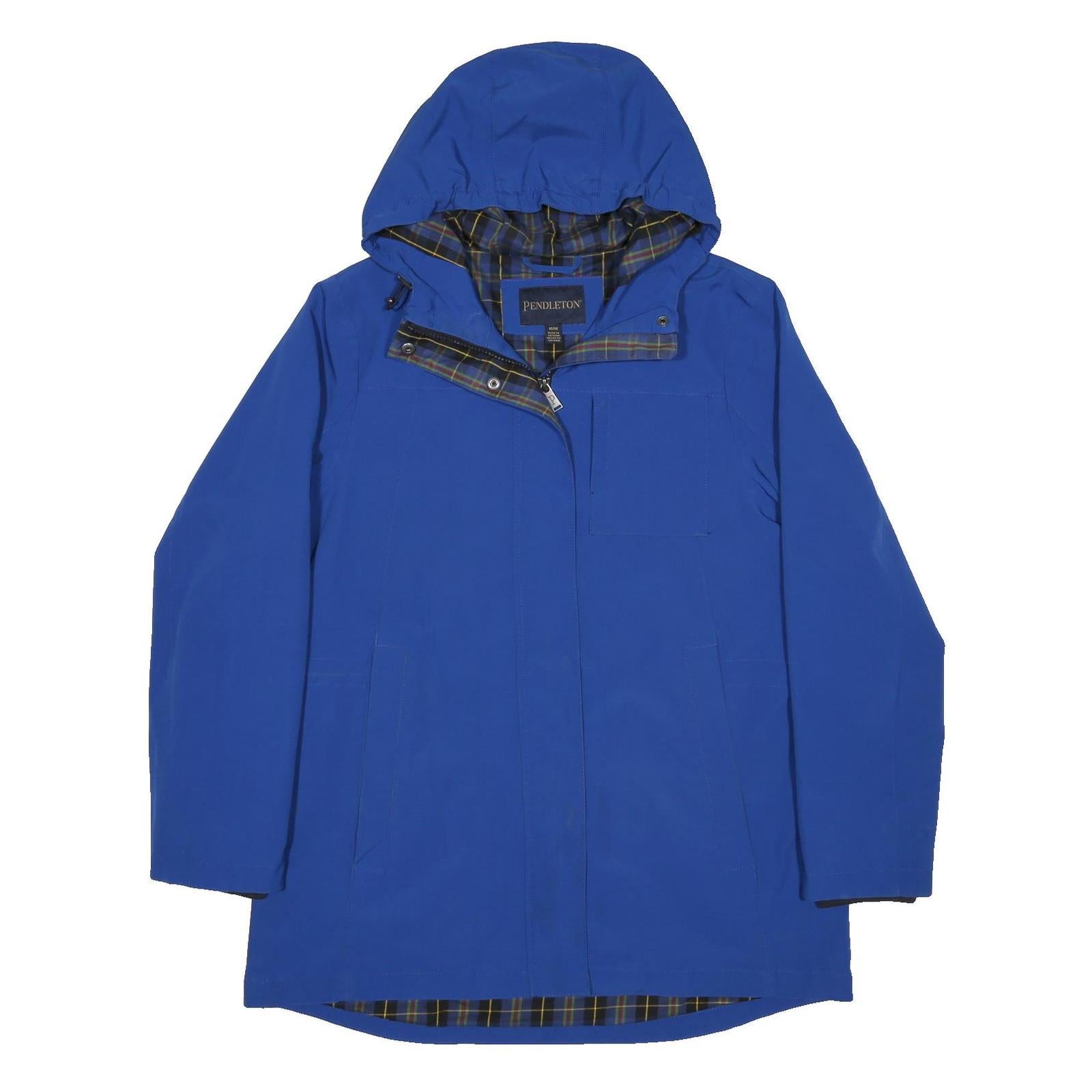 PENDLETON Womens Blue Jacket M Polyester Zip Hooded Plain Coat Outdoor