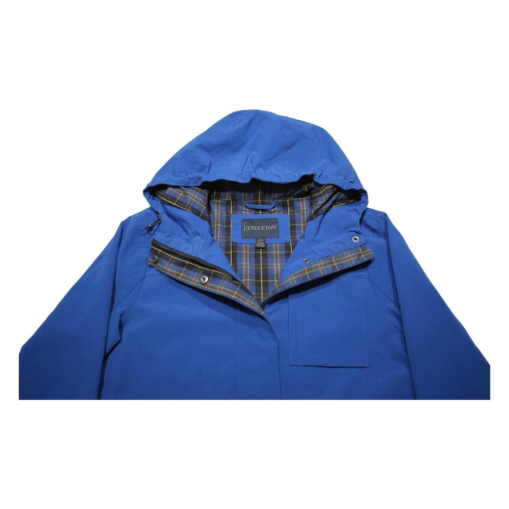 PENDLETON Womens Blue Jacket M Polyester Zip Hooded Plain Coat Outdoor