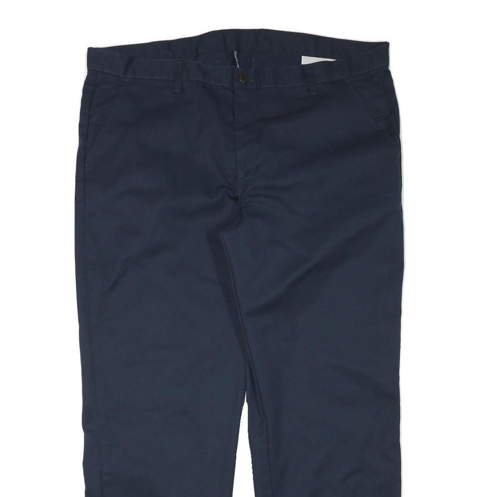 DICKIES Mens Cotton Blend Navy Regular Straight Trousers W40 L30 Workwear