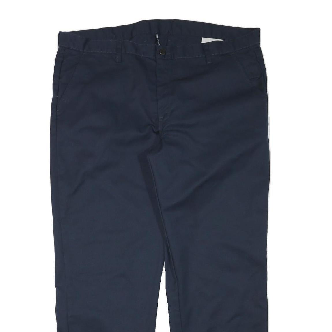 DICKIES Mens Cotton Blend Navy Regular Straight Trousers W40 L30 Workwear