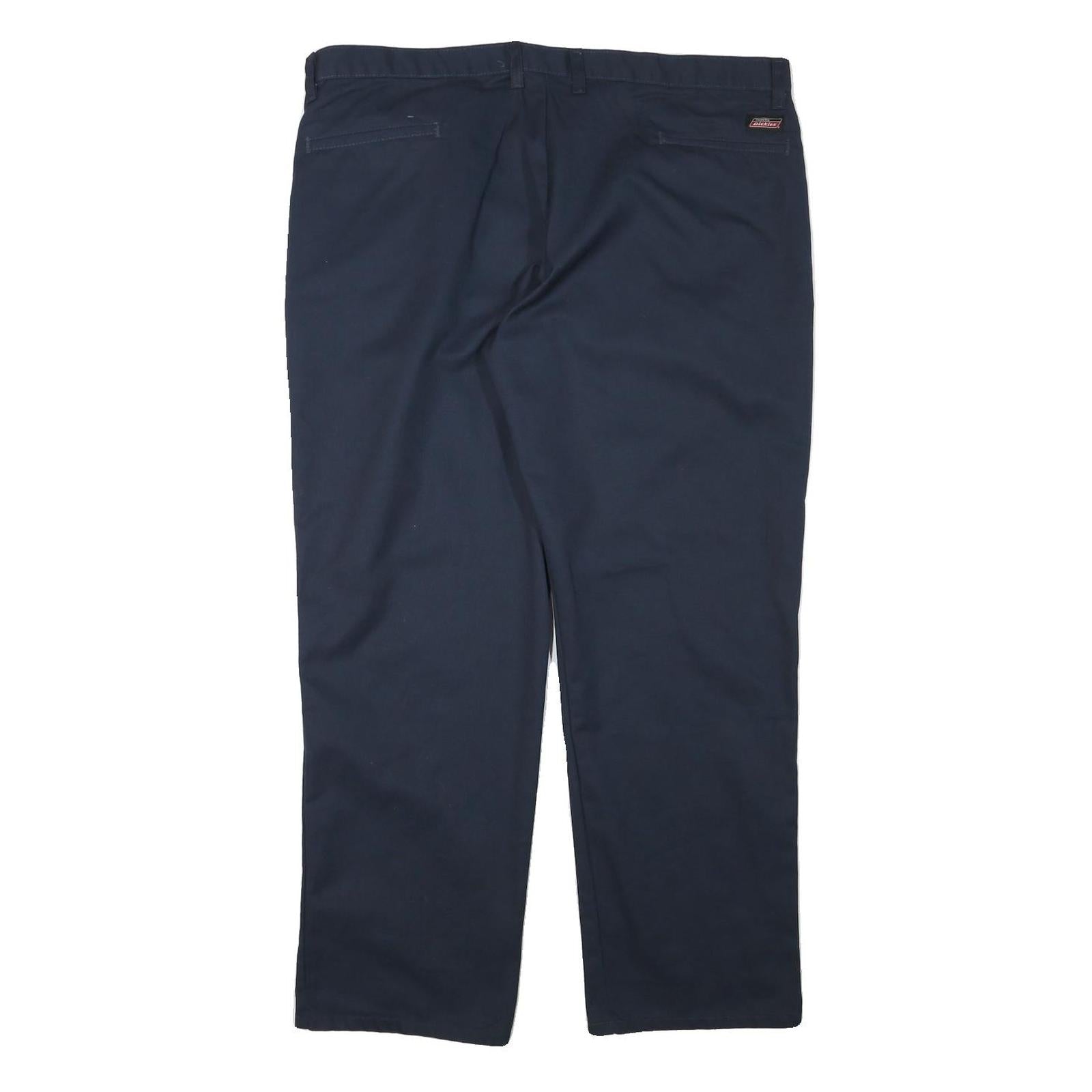 DICKIES Mens Cotton Blend Navy Regular Straight Trousers W40 L30 Workwear