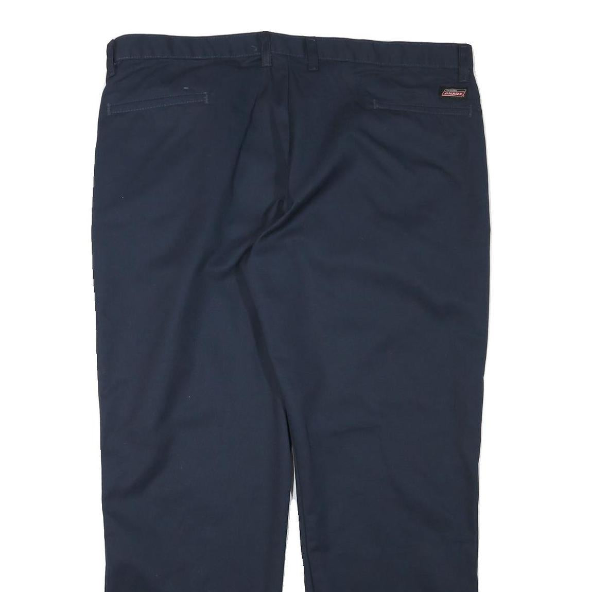 DICKIES Mens Cotton Blend Navy Regular Straight Trousers W40 L30 Workwear
