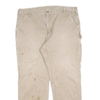 CARHARTT Mens Beige Cotton Blend Regular Straight Trousers W42 L32 Workwear