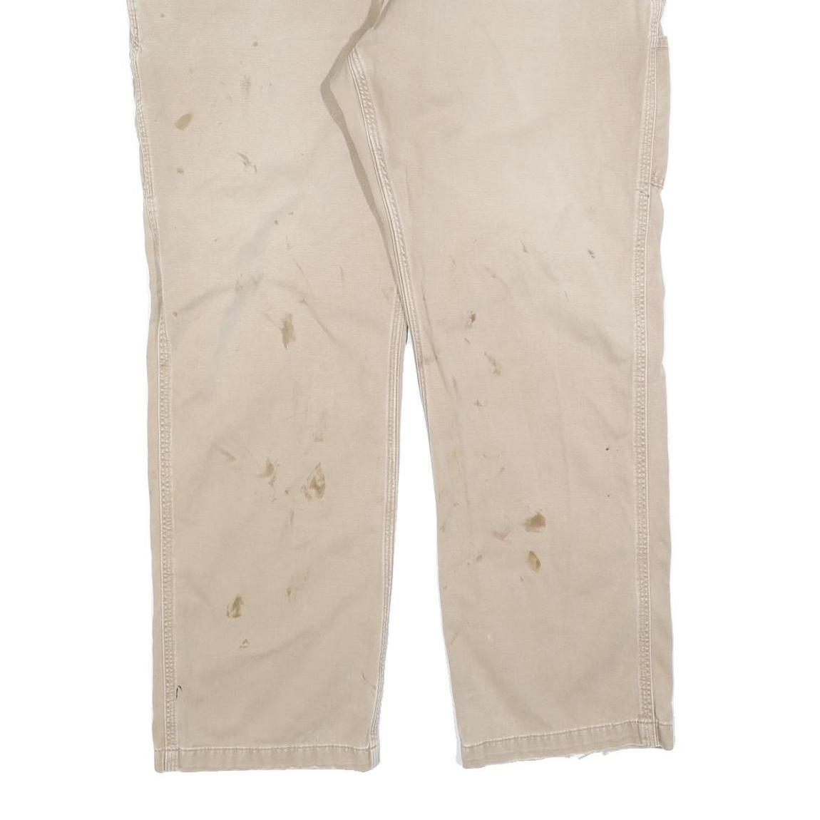 CARHARTT Mens Beige Cotton Blend Regular Straight Trousers W42 L32 Workwear