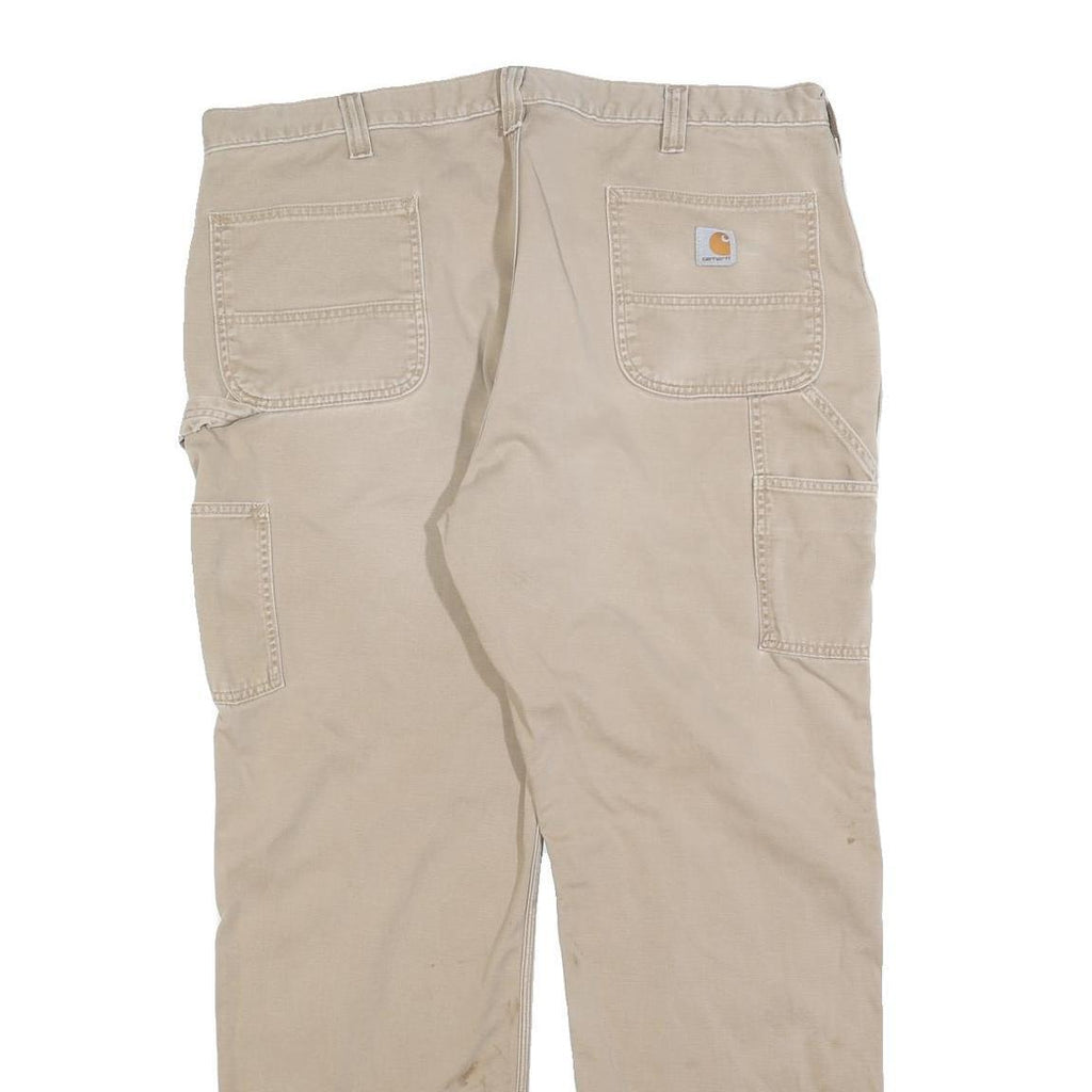 CARHARTT Mens Beige Cotton Blend Regular Straight Trousers W42 L32 Workwear