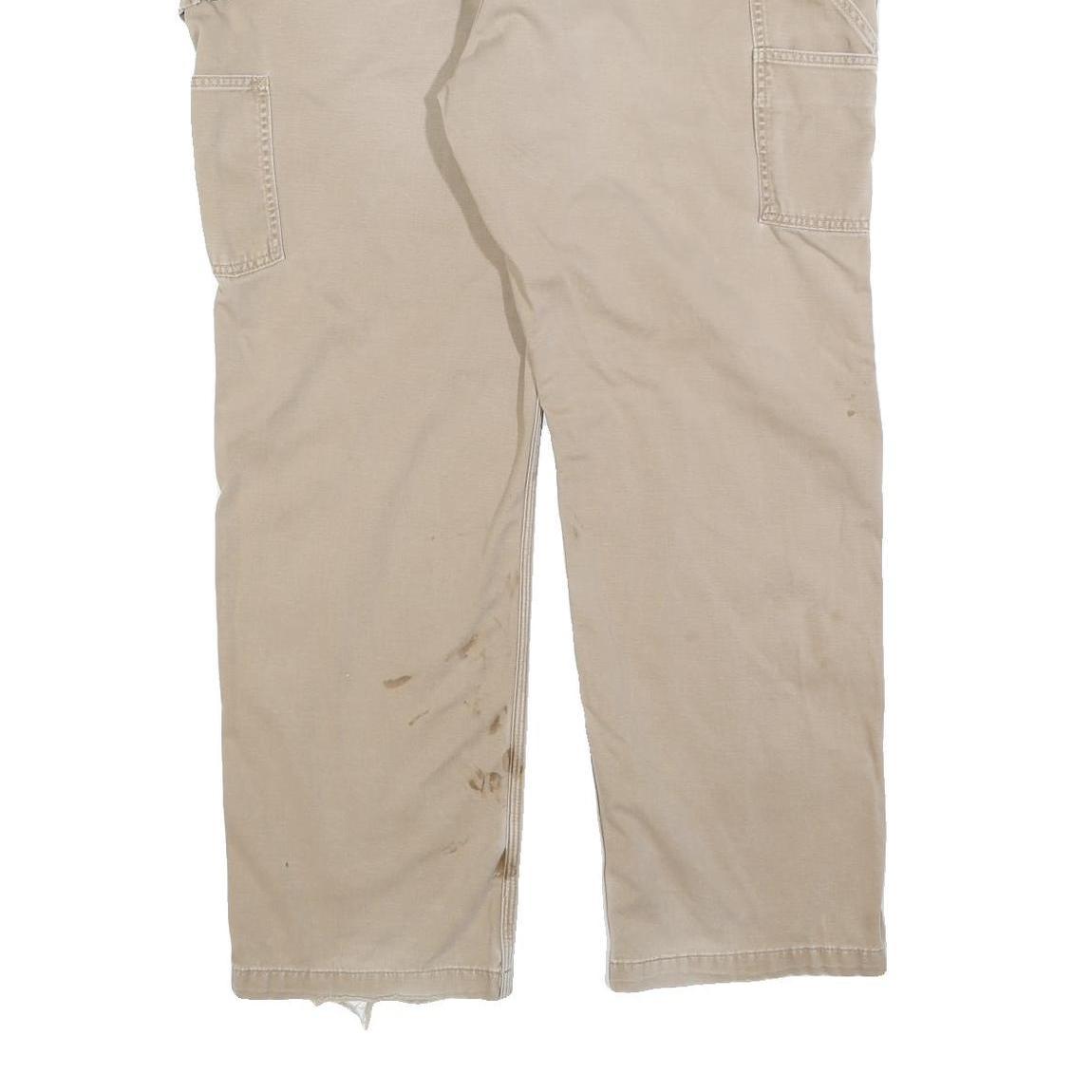 CARHARTT Mens Beige Cotton Blend Regular Straight Trousers W42 L32 Workwear