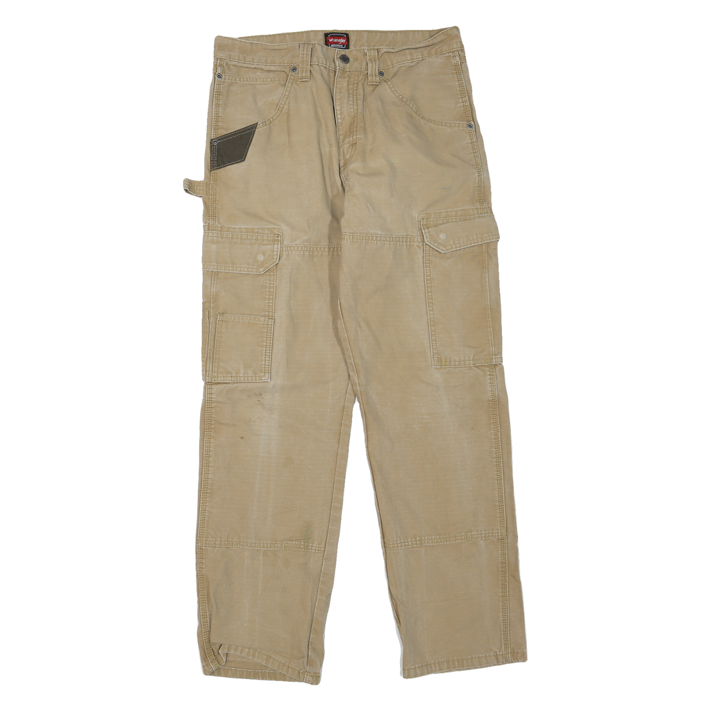 WRANGLER Mens Cotton Blend Beige Regular Straight Trousers W32 L32 Casual Combat