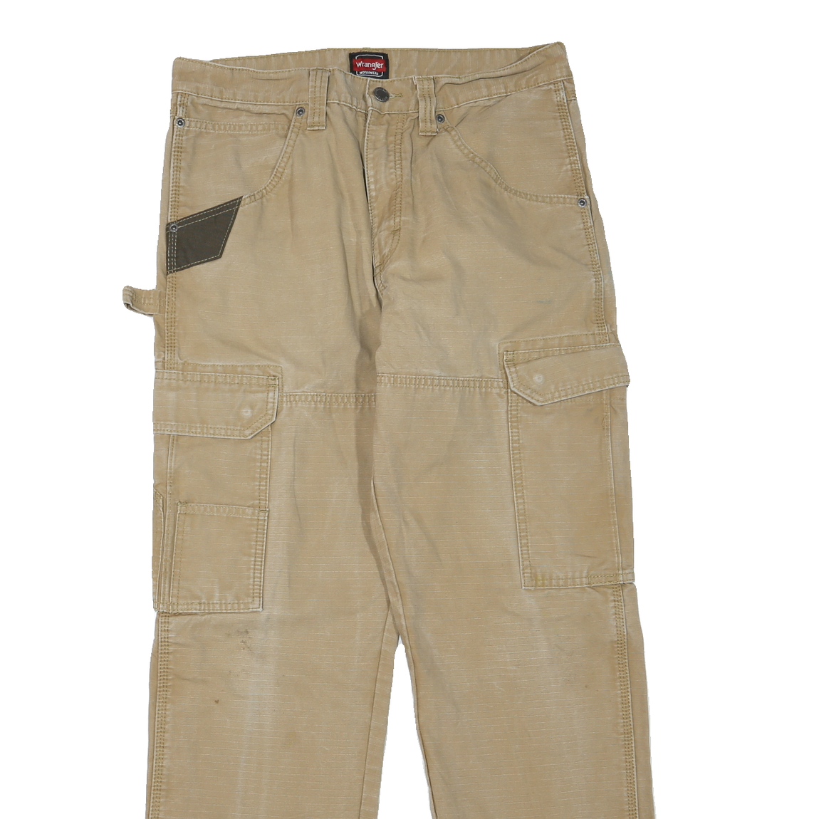 WRANGLER Mens Cotton Blend Beige Regular Straight Trousers W32 L32 Casual Combat