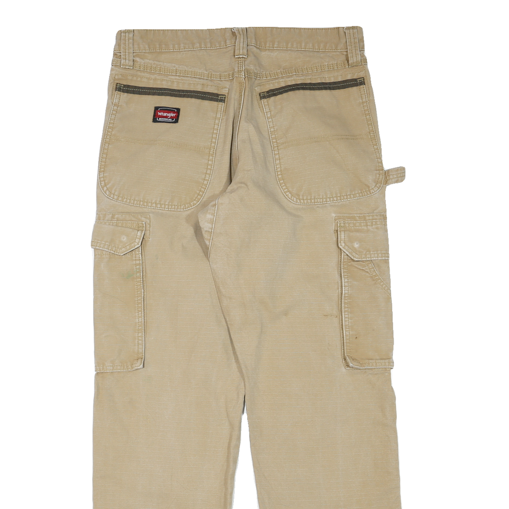 WRANGLER Mens Cotton Blend Beige Regular Straight Trousers W32 L32 Casual Combat