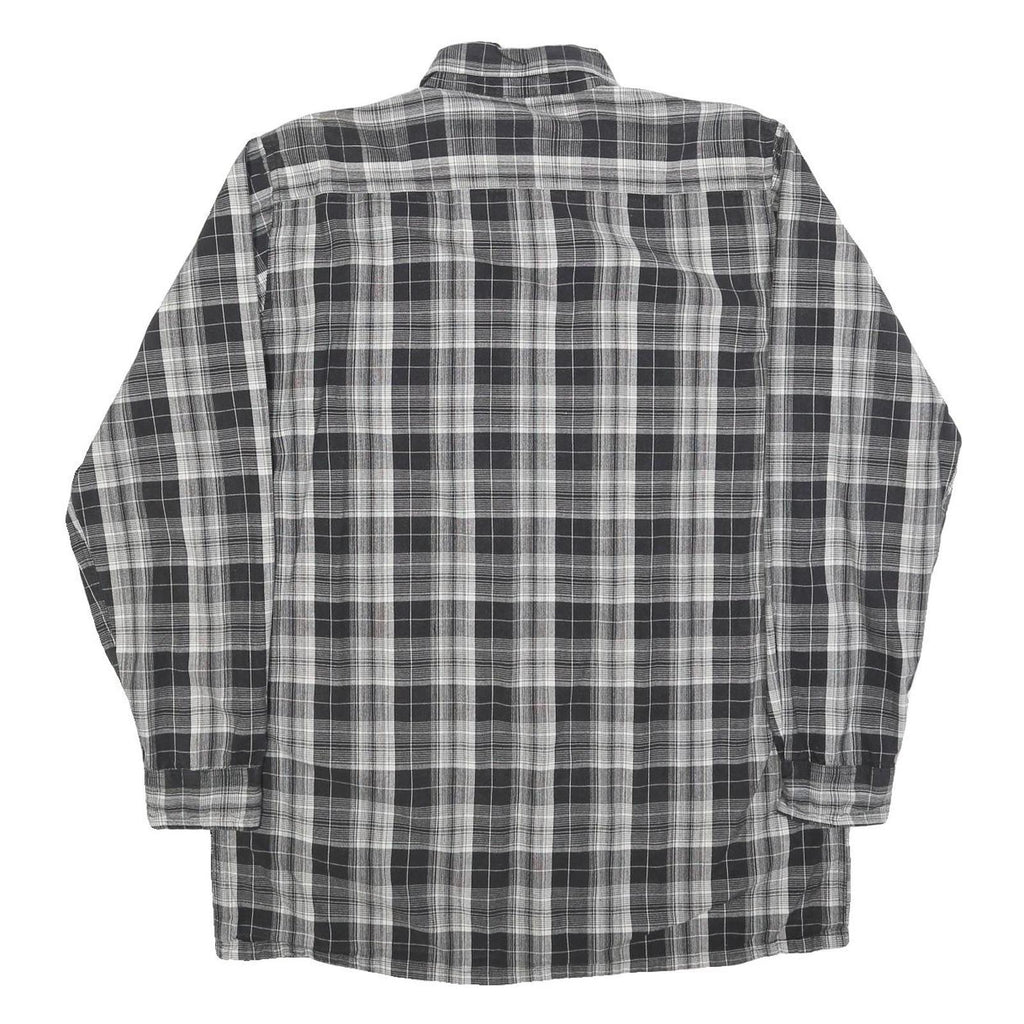 BREMO Mens Black & Grey Check Shirt M Cotton Blend Long Sleeve Casual Classic