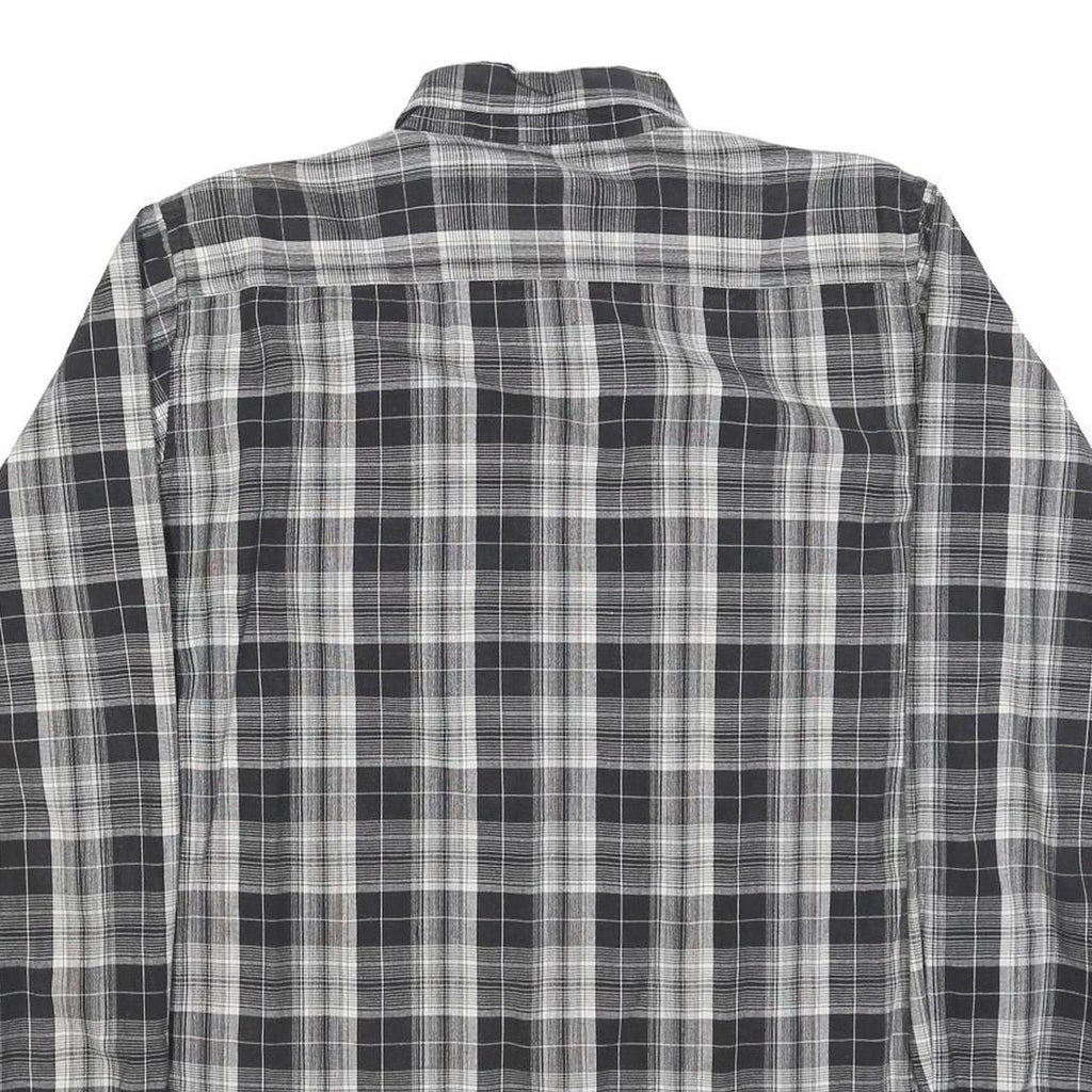 BREMO Mens Black & Grey Check Shirt M Cotton Blend Long Sleeve Casual Classic