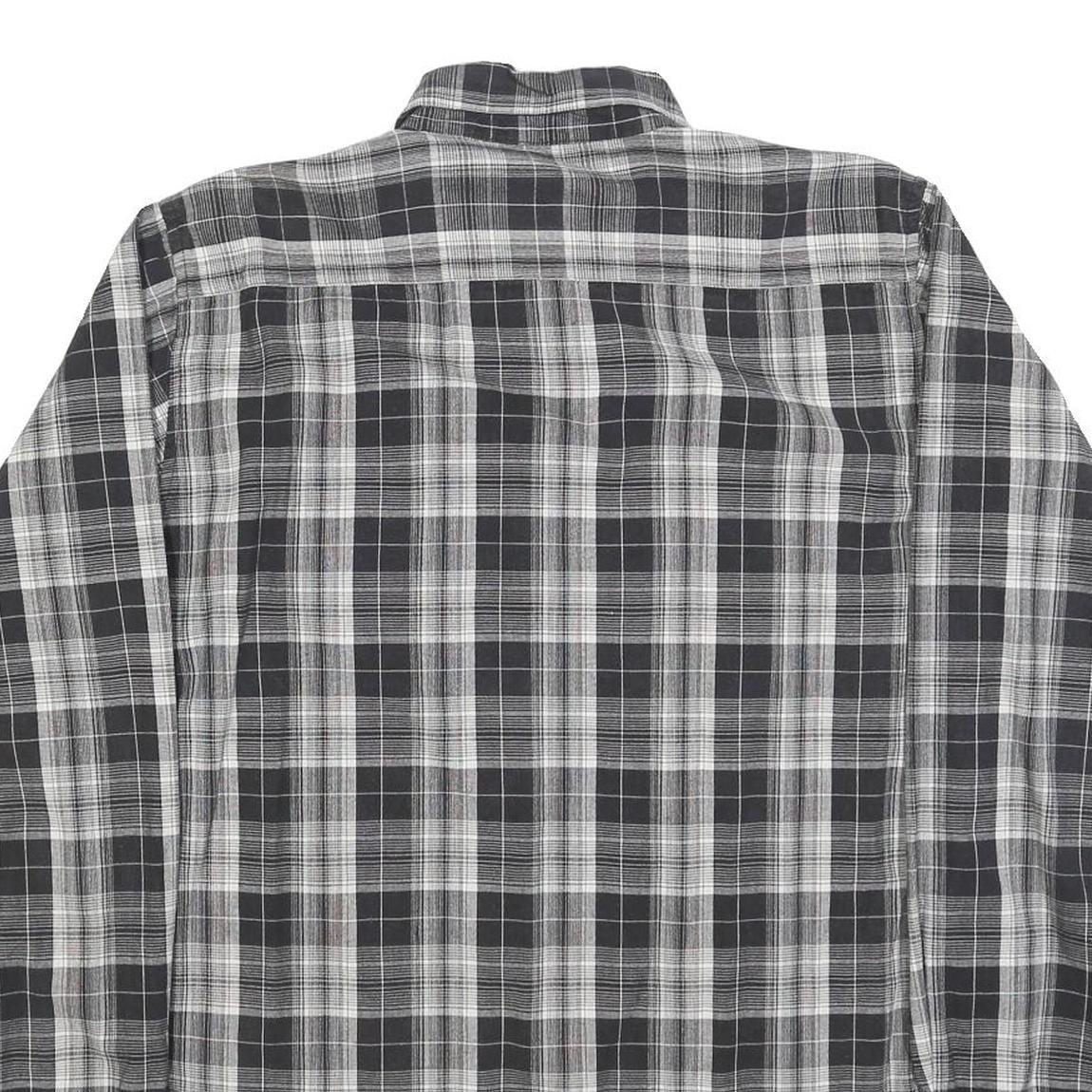 BREMO Mens Black & Grey Check Shirt M Cotton Blend Long Sleeve Casual Classic