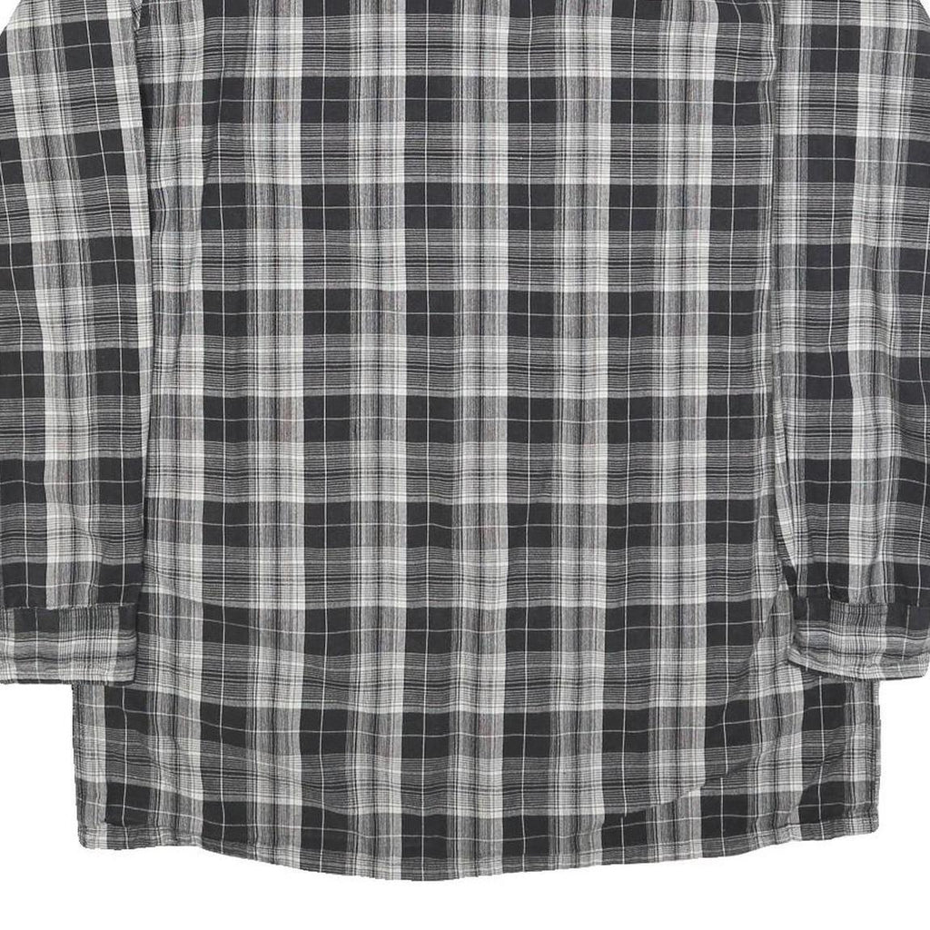 BREMO Mens Black & Grey Check Shirt M Cotton Blend Long Sleeve Casual Classic