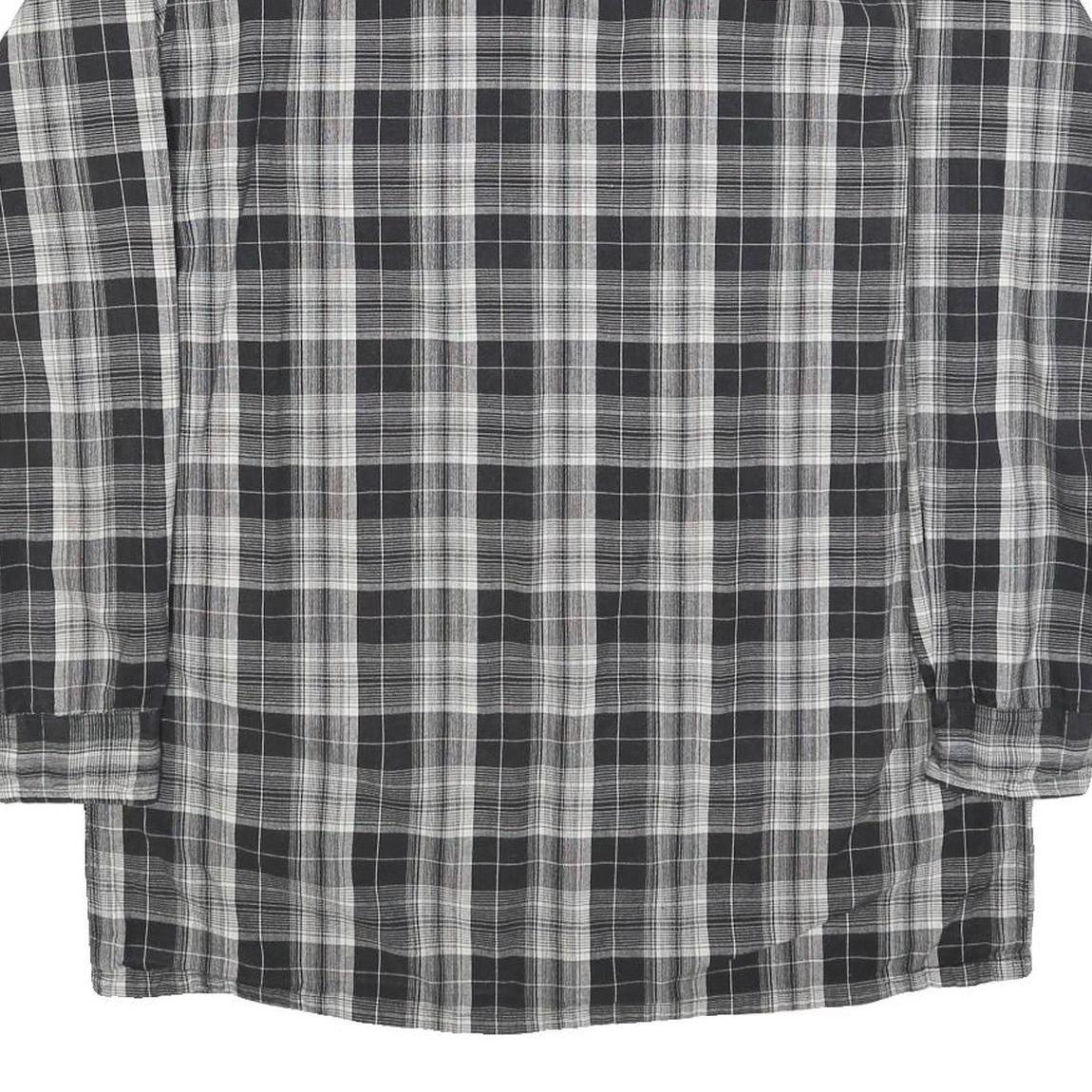BREMO Mens Black & Grey Check Shirt M Cotton Blend Long Sleeve Casual Classic