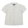 MARC JACOBS Womens Blue Striped Shirt Short Sleeve Button Neck S Cotton