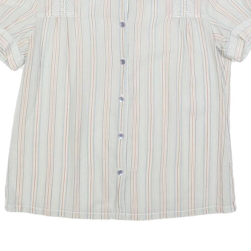 MARC JACOBS Womens Blue Striped Shirt Short Sleeve Button Neck S Cotton