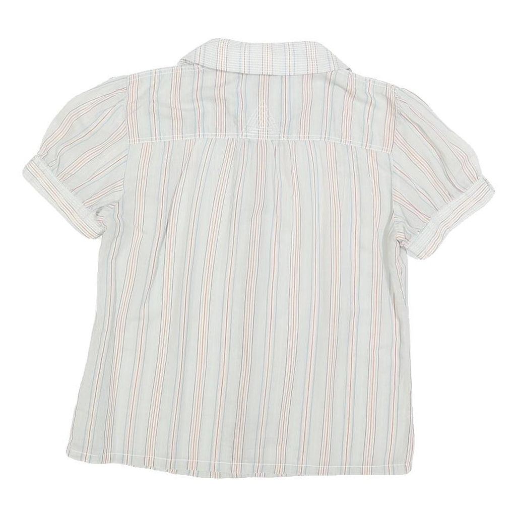 MARC JACOBS Womens Blue Striped Shirt Short Sleeve Button Neck S Cotton