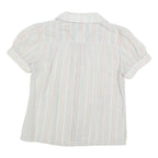 MARC JACOBS Womens Blue Striped Shirt Short Sleeve Button Neck S Cotton