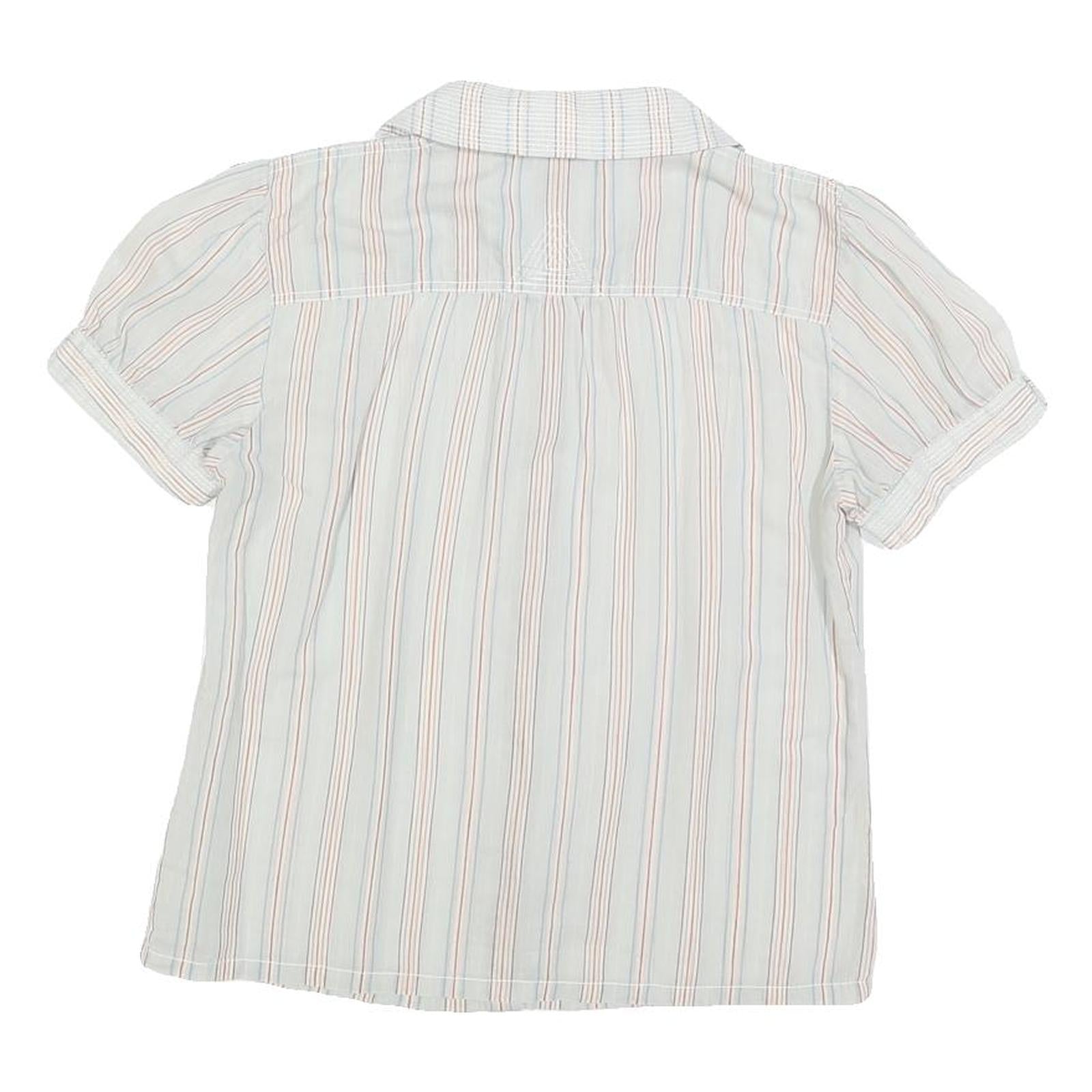 MARC JACOBS Womens Blue Striped Shirt Short Sleeve Button Neck S Cotton