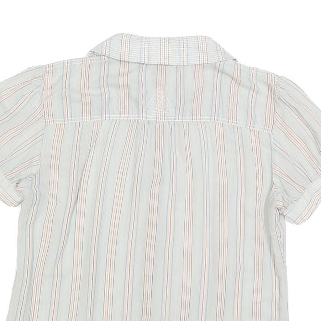 MARC JACOBS Womens Blue Striped Shirt Short Sleeve Button Neck S Cotton