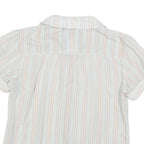 MARC JACOBS Womens Blue Striped Shirt Short Sleeve Button Neck S Cotton