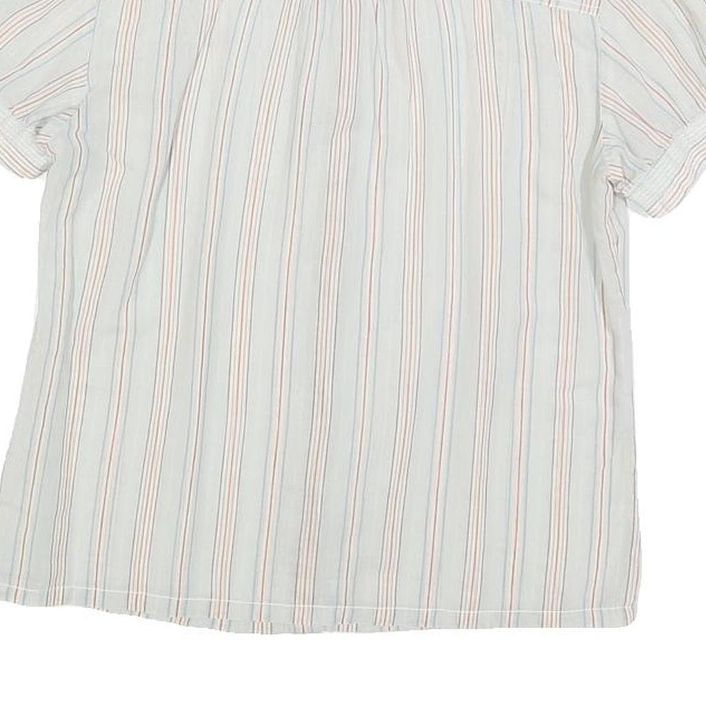 MARC JACOBS Womens Blue Striped Shirt Short Sleeve Button Neck S Cotton
