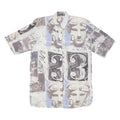 Womens Shirt Blue Viscose Crazy Pattern UK 14