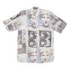 Womens Shirt Blue Viscose Crazy Pattern UK 14