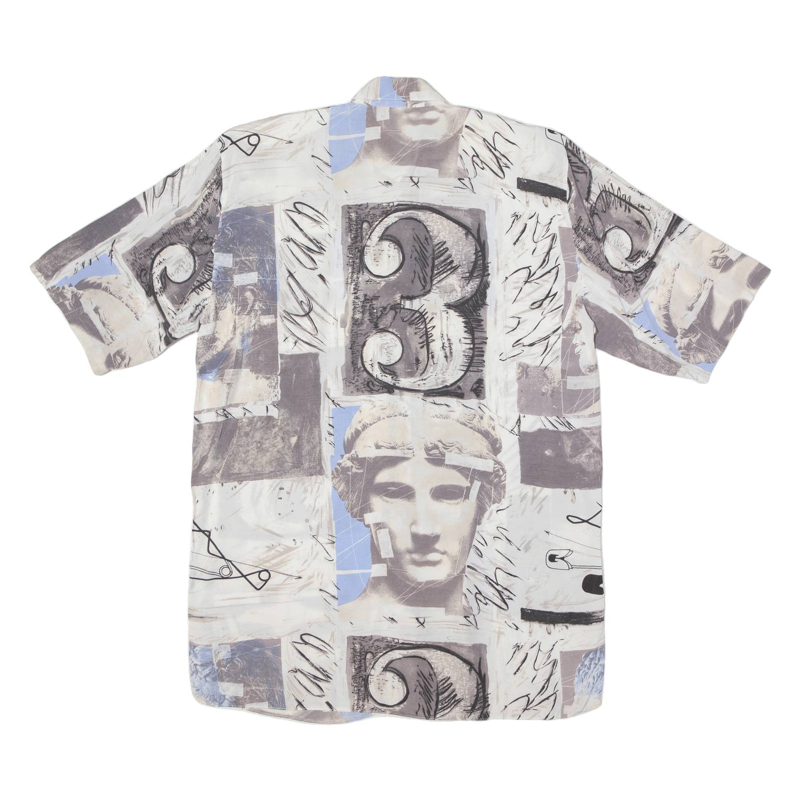 Womens Shirt Blue Viscose Crazy Pattern UK 14