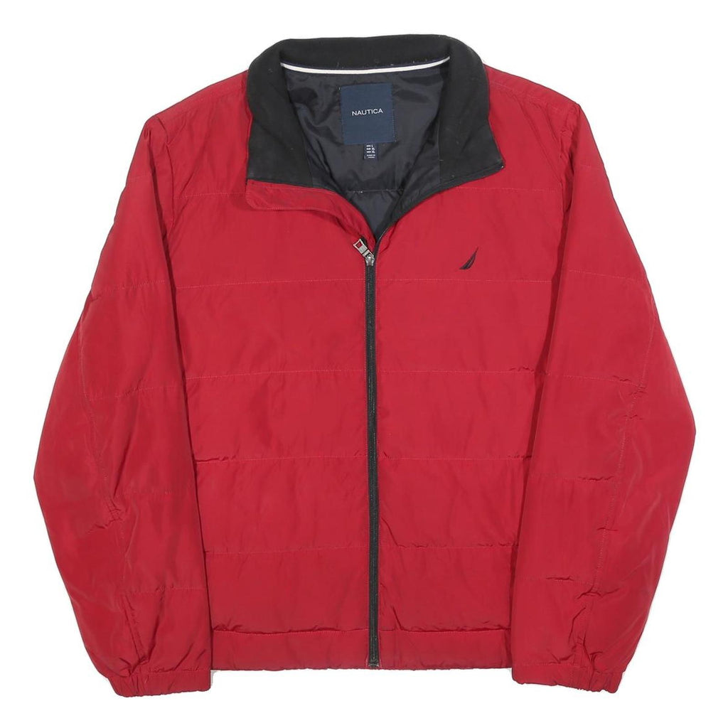 NAUTICA Mens Red Classic Jacket L Polyester Plain Zip Closure