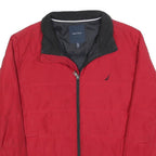 NAUTICA Mens Red Classic Jacket L Polyester Plain Zip Closure
