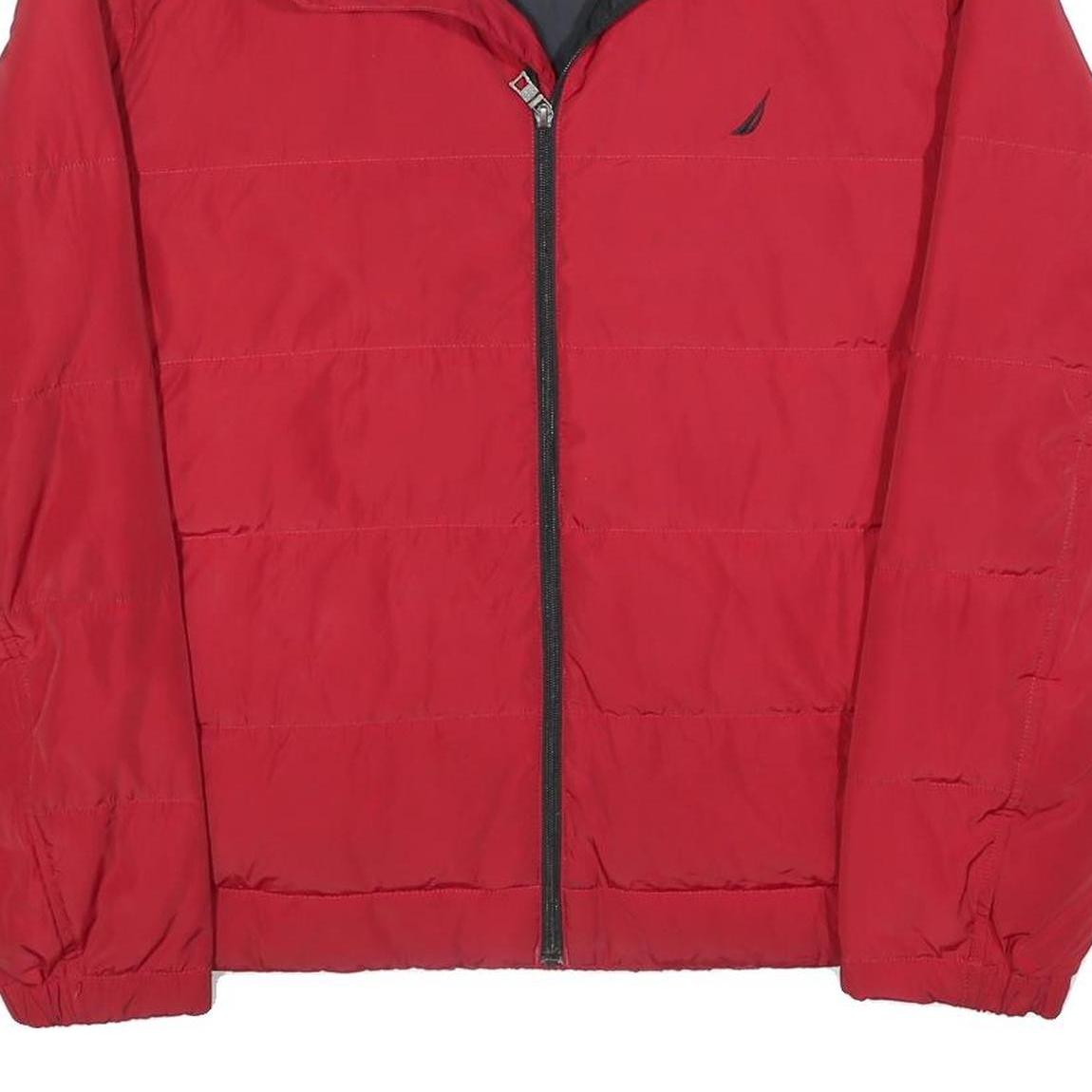 NAUTICA Mens Red Classic Jacket L Polyester Plain Zip Closure