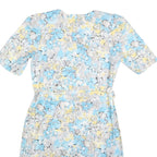Womens Blue Cream Floral Day Dress Polyester Short Sleeve M Lightweight Summer