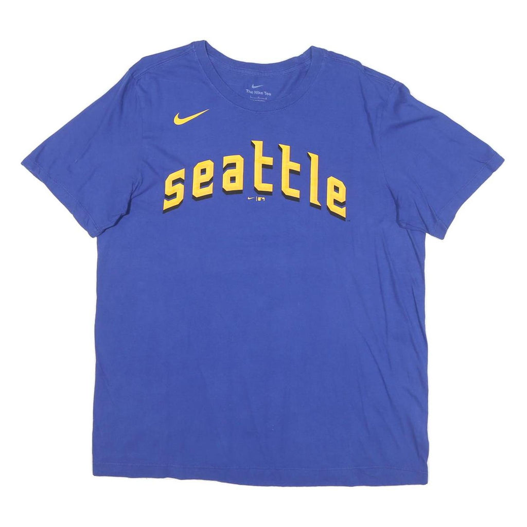 NIKE Mens Blue Seattle Graphic T-Shirt L Short Sleeve Crew Neck Sports Casual