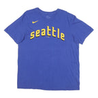 NIKE Mens Blue Seattle Graphic T-Shirt L Short Sleeve Crew Neck Sports Casual