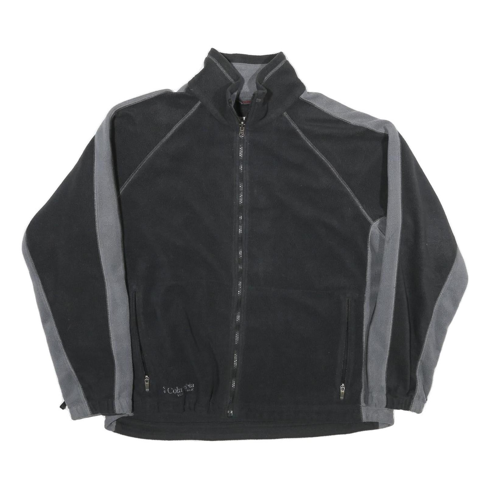COLUMBIA Mens Black & Grey Fleece Jacket XL Polyester Blend Outdoor Zip