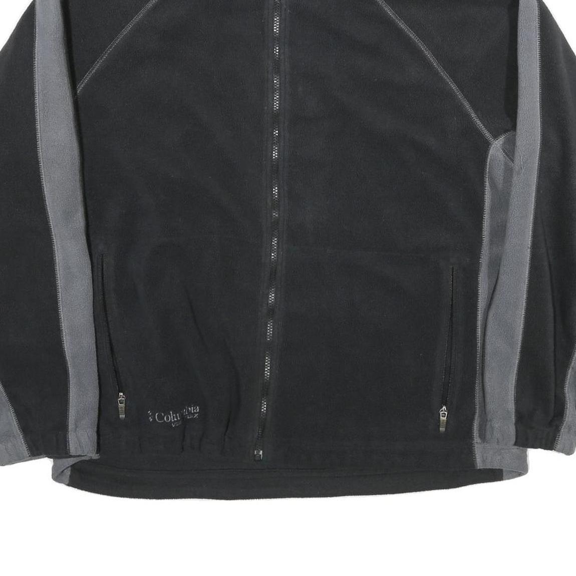 COLUMBIA Mens Black & Grey Fleece Jacket XL Polyester Blend Outdoor Zip