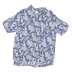 CROFT & BARROW Mens Blue Tropical Leaf Parrot Print Shirt M Casual Summer