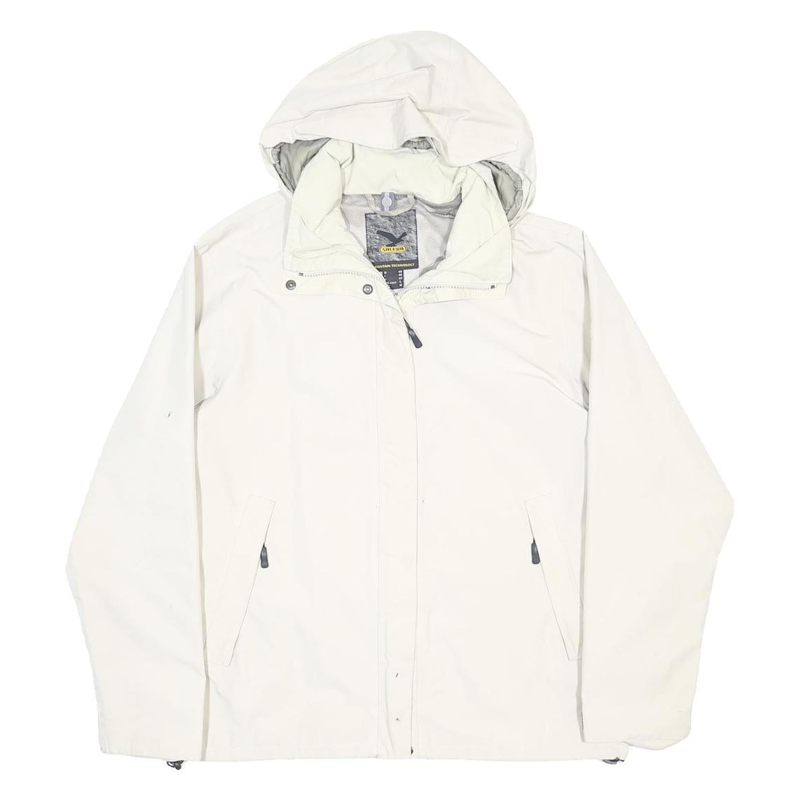 SALEWA Womens White Outdoor Jacket UK 12 Polyester Blend Zip Hooded Plain